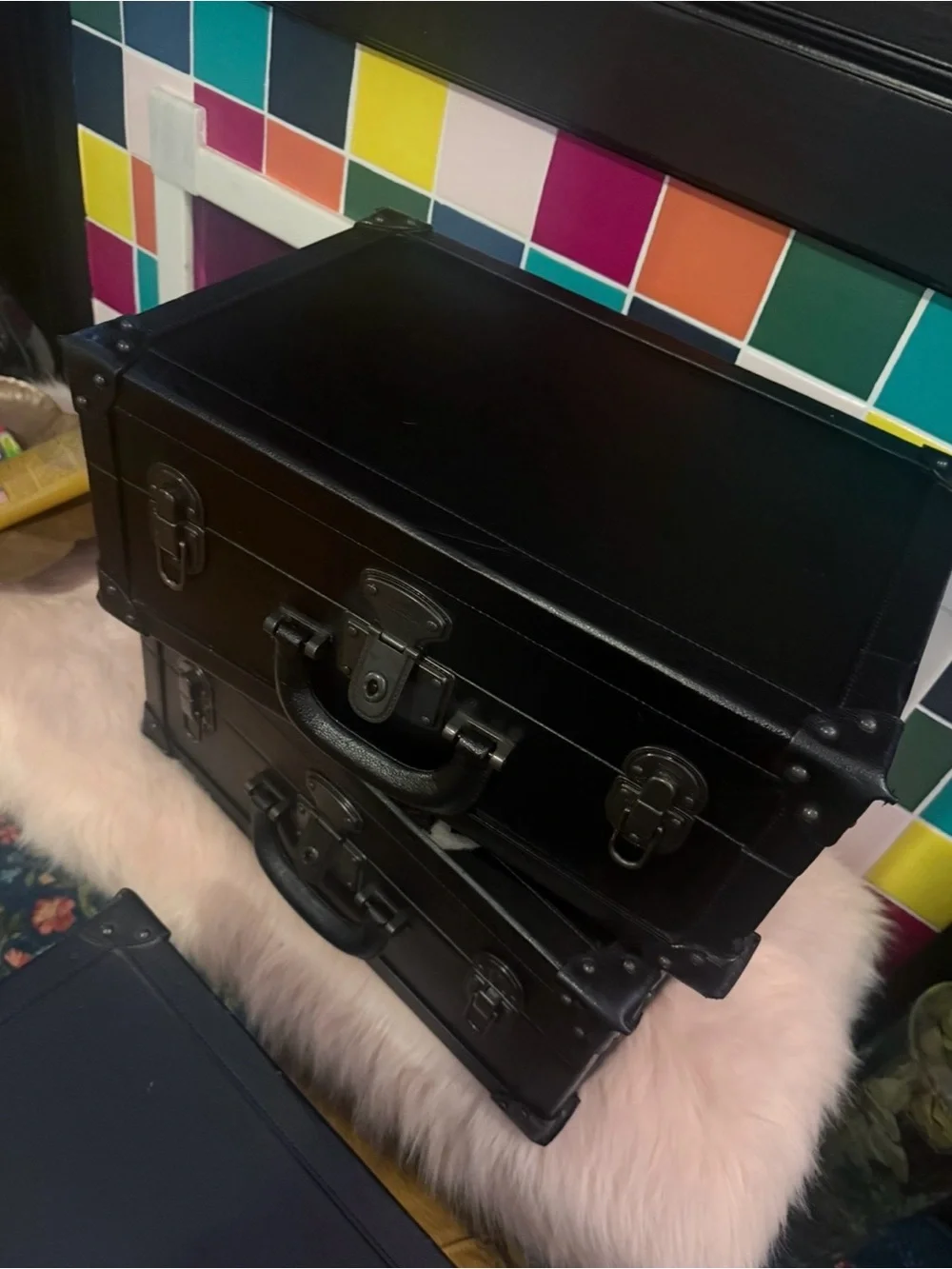 Coach Black Stackable Trunk Set of 3 RARE PROPS -
